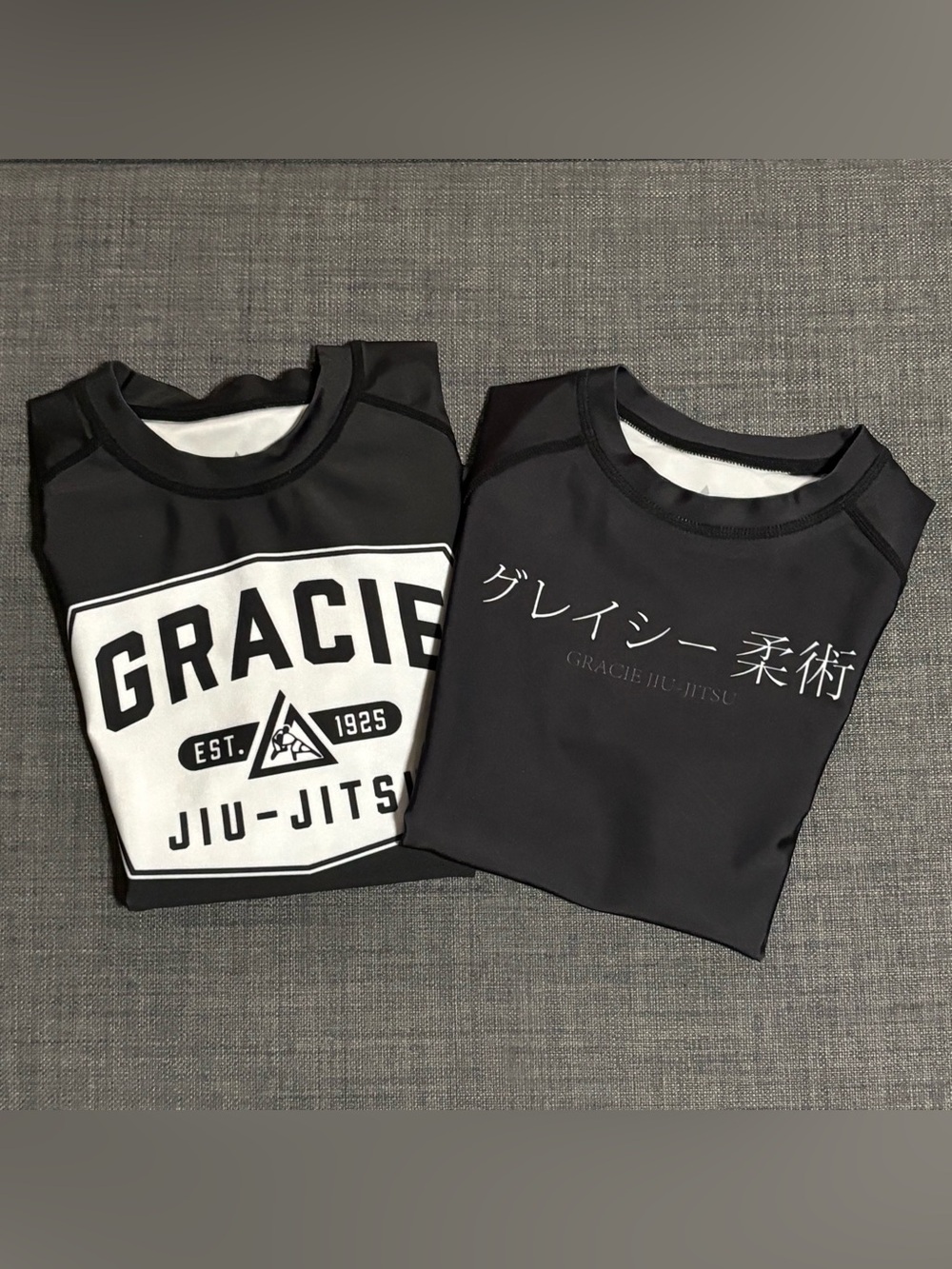 Kids Gracie Jiu-Jitsu Black Graphic Rash Guards size M
